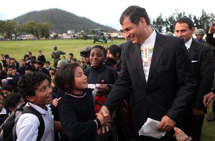 President Rafael Correa in Otavalo, Ecuador